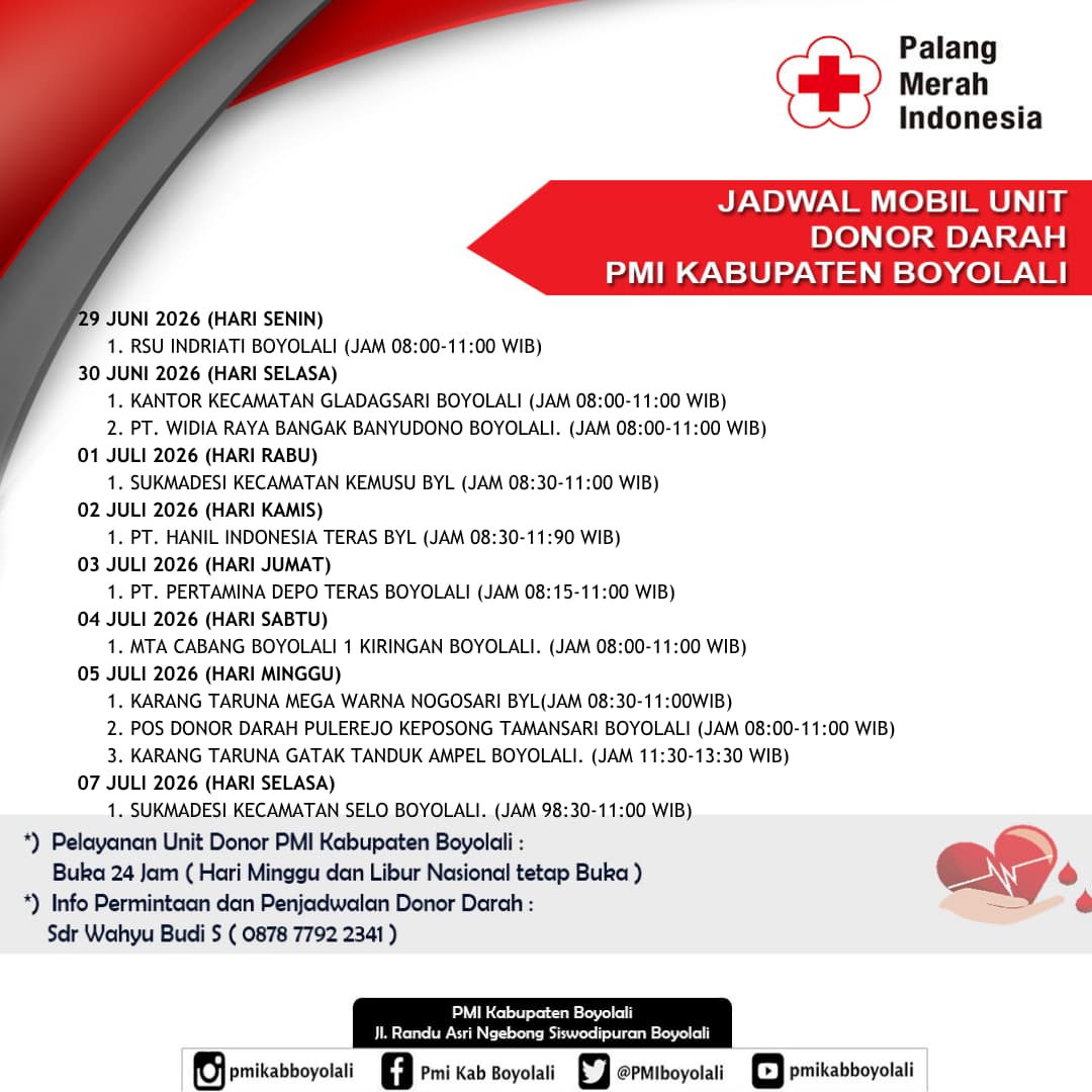 JADWAL DONOR DARAH PMI MOBILE